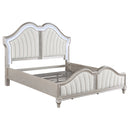Evangeline Tufted Upholstered Platform Bed Ivory and Silver Oak - Furniture Now (CA)