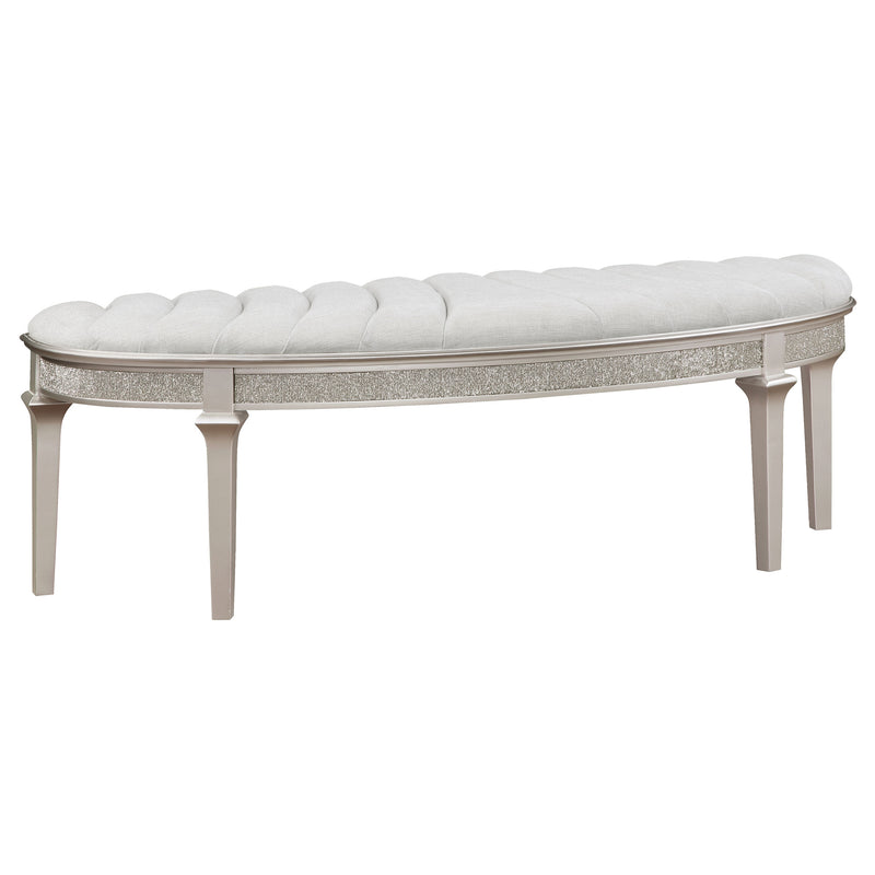 Evangeline Upholstered Demilune Bench Ivory and Silver Oak - Furniture Now (CA)