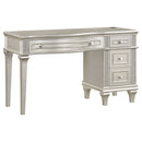Evangeline 4-drawer Vanity Table with Faux Diamond Trim Silver and Ivory - Furniture Now (CA)