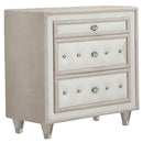 Antonella 3-drawer Upholstered Nightstand Ivory and Camel - Furniture Now (CA)