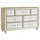 Antonella 7-drawer Upholstered Dresser Ivory and Camel - Furniture Now (CA)