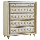 Antonella 5-drawer Upholstered Chest Ivory and Camel - Furniture Now (CA)