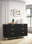 Kendall 6-drawer Dresser Black and Gold - Furniture Now (CA)