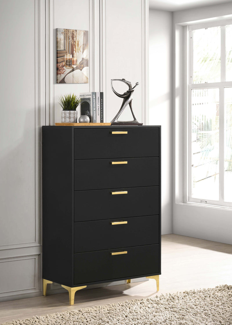 Kendall 5-drawer Chest Black and Gold - Furniture Now (CA)