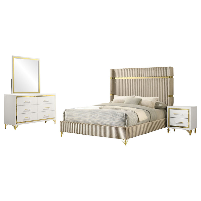 Lucia 4 & 5 Piece Bedroom Set King & Queen Beige & Grey - Furniture Now (CA)