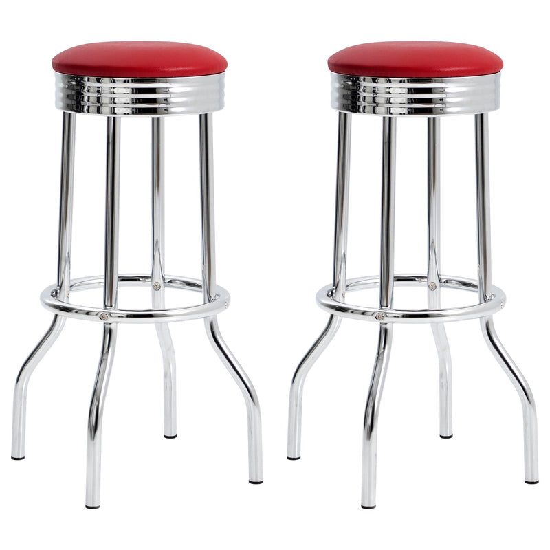 Theodore Upholstered Top Bar Stools Red and Chrome (Set of 2) - Furniture Now (CA)