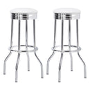 Theodore Upholstered Top Bar Stools White and Chrome (Set of 2) - Furniture Now (CA)