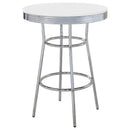 Theodore Round Bar Table Chrome and Glossy White - Furniture Now (CA)