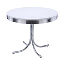 Retro Round Dining Table Glossy White and Chrome - Furniture Now (CA)