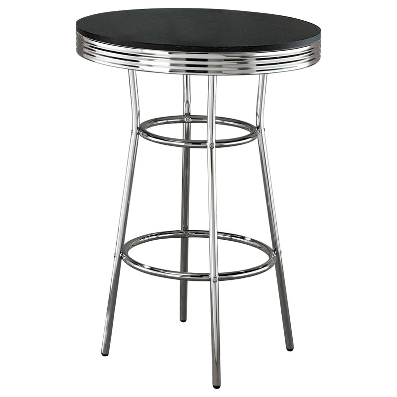 Theodore Round Bar Table Black and Chrome - Furniture Now (CA)