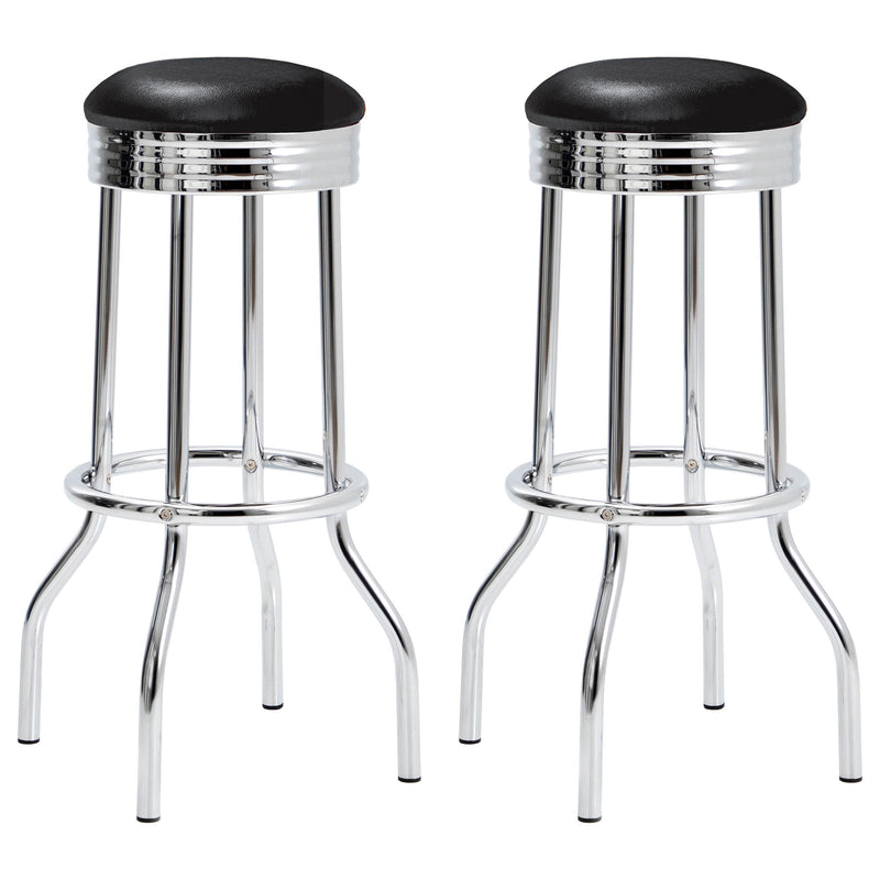 Theodore Upholstered Top Bar Stools Black and Chrome (Set of 2) - Furniture Now (CA)