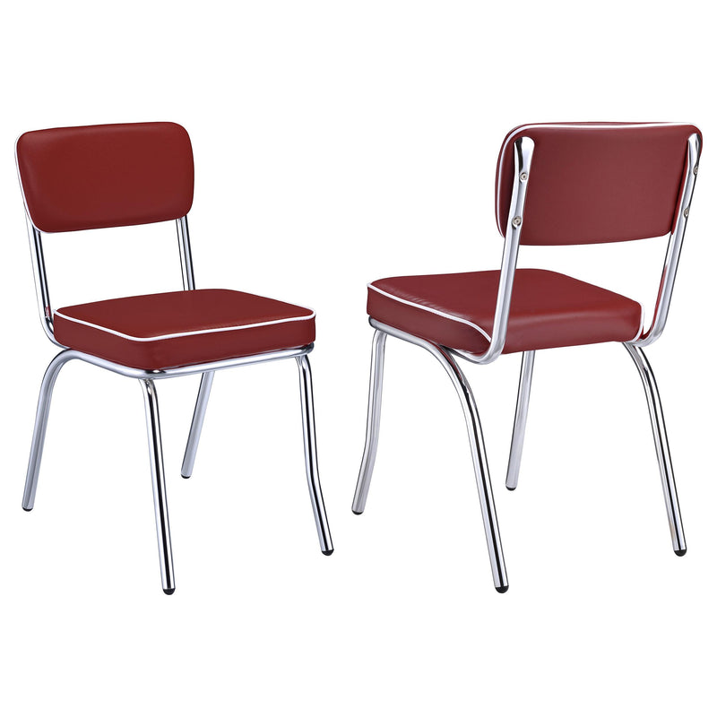 Retro Open Back Side Chairs Red and Chrome (Set of 2) - Furniture Now (CA)