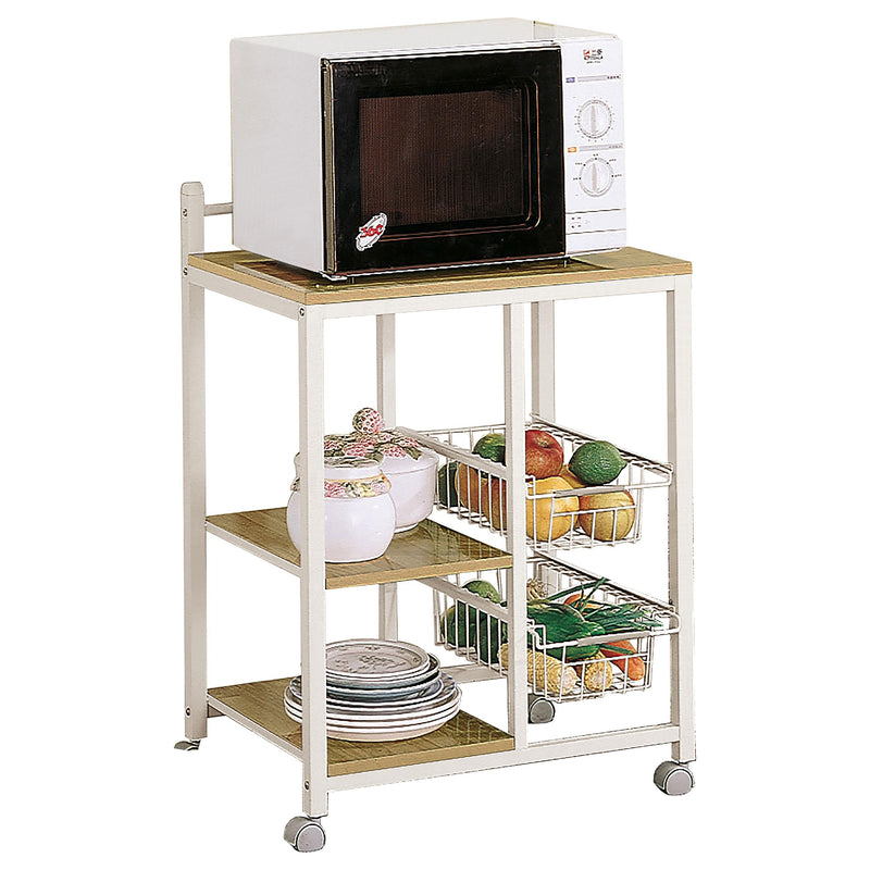 Kelvin 2-shelf Kitchen Cart Natural Brown and White - Furniture Now (CA)