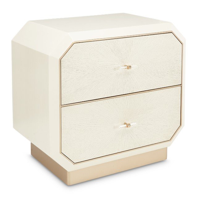 AICO La Rachelle Nightstand/End Table 2 Drawers in Medium Champagne - Furniture Now (CA)