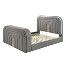 EK Bed w/Led, TV Stand, Fireplace & Bluetooth