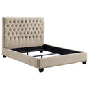 Chloe Tufted Upholstered Queen Bed Oatmeal - Furniture Now (CA)