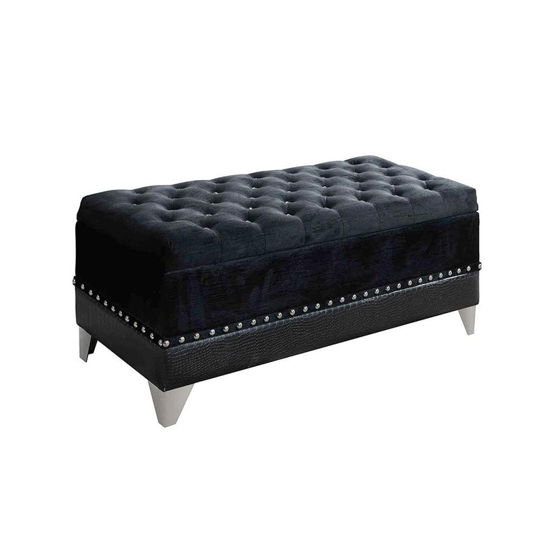 Barzini Tufted Rectangular Trunk with Nailhead Black - Furniture Now (CA)