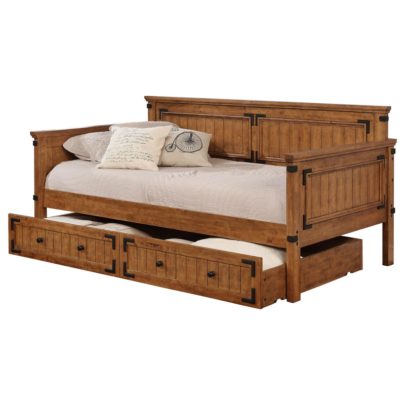 Oakdale Wood Twin Daybed with Trundle Rustic Honey - Furniture Now (CA)