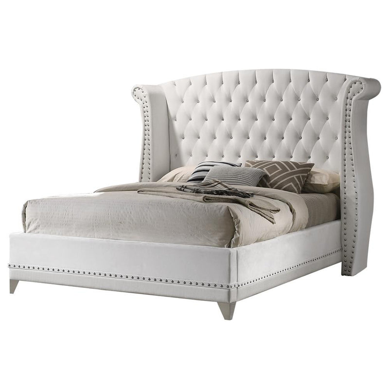 Barzini California King, Eking, & Queen Wingback Tufted Bed White - Furniture Now (CA)