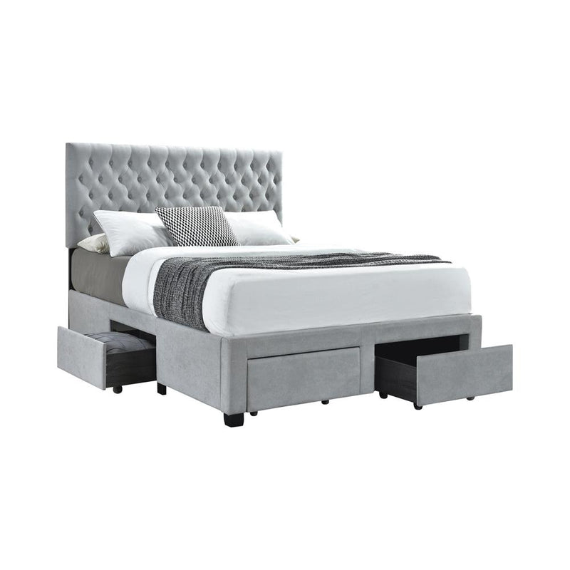 Soledad Eastern King, Full, & Queen 4-drawer Button Tufted Storage Bed Black & White - Furniture Now (CA)