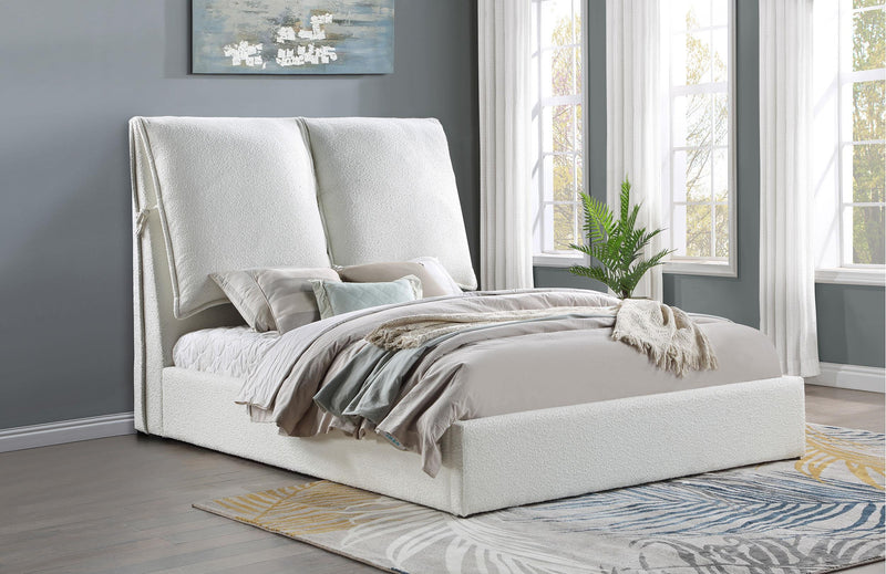 Gwendoline Upholstered Platform Bed with Pillow Headboard White - Furniture Now (CA)
