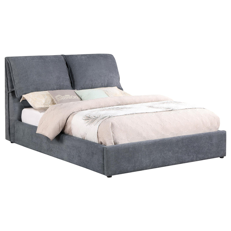 Laurel Upholstered Platform Bed with Pillow Headboard Charcoal Grey - Furniture Now (CA)