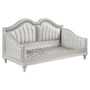 Evangeline Upholstered Twin Daybed with Faux Diamond Trim Silver and Ivory - Furniture Now (CA)