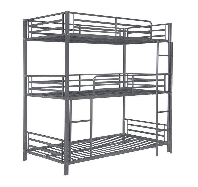 Maynard Metal Triple Twin Bunk Bed Gunmetal - Furniture Now (CA)