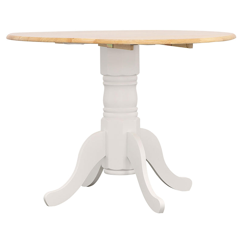 Allison Drop Leaf Round Dining Table Natural Brown and White - Furniture Now (CA)