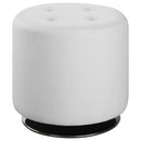 Bowman Round Upholstered Ottoman White - Furniture Now (CA)