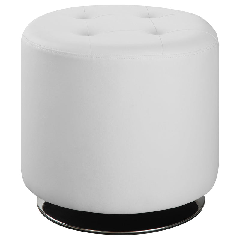 Bowman Round Upholstered Ottoman White - Furniture Now (CA)