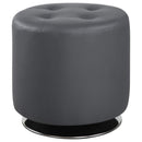 Bowman Round Upholstered Ottoman Grey - Furniture Now (CA)