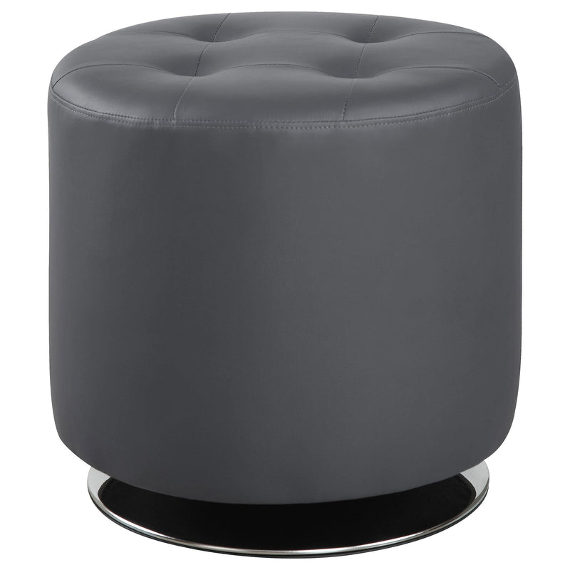 Bowman Round Upholstered Ottoman Grey - Furniture Now (CA)