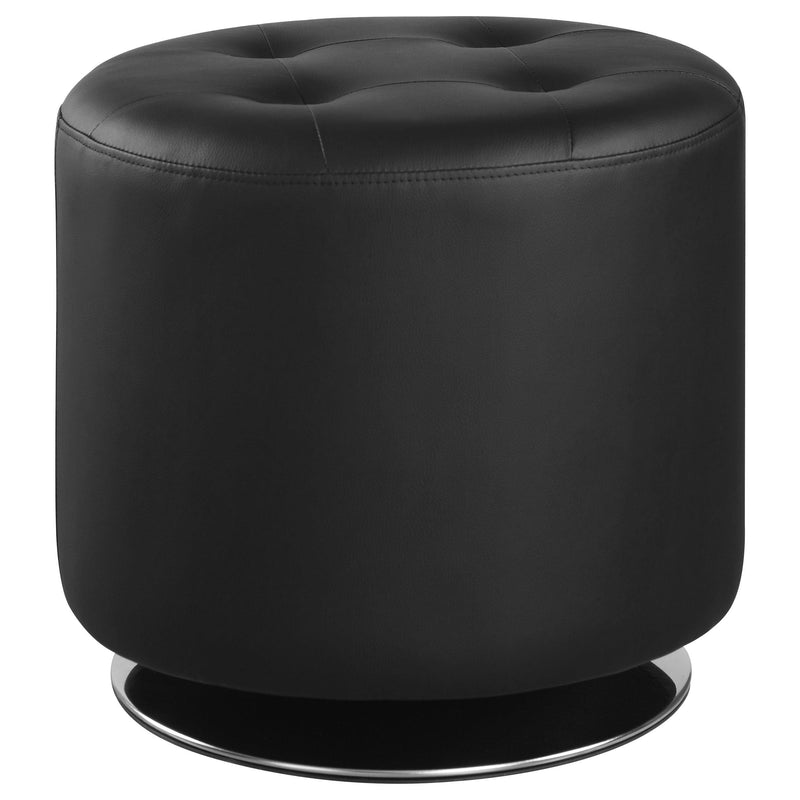 Bowman Round Upholstered Ottoman Black - Furniture Now (CA)