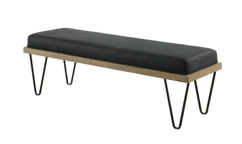 Chad Upholstered Bench with Hairpin Legs Dark Blue - Furniture Now (CA)