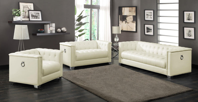 Chaviano 3-piece Upholstered Tufted Sofa Set Pearl White - Furniture Now (CA)