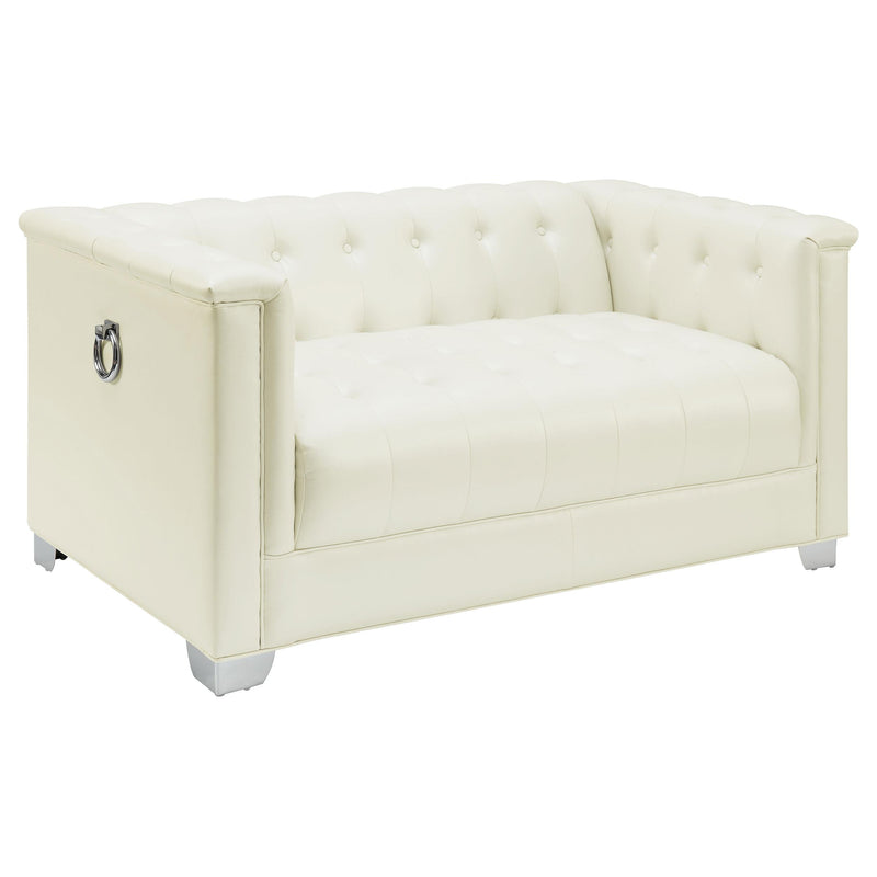 Chaviano Tufted Upholstered Loveseat Pearl White - Furniture Now (CA)
