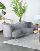 Sophia Upholstered Sofa with Camel Back Grey and Gold - Furniture Now (CA)