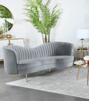 Sophia Upholstered Loveseat with Camel Back Grey and Gold - Furniture Now (CA)