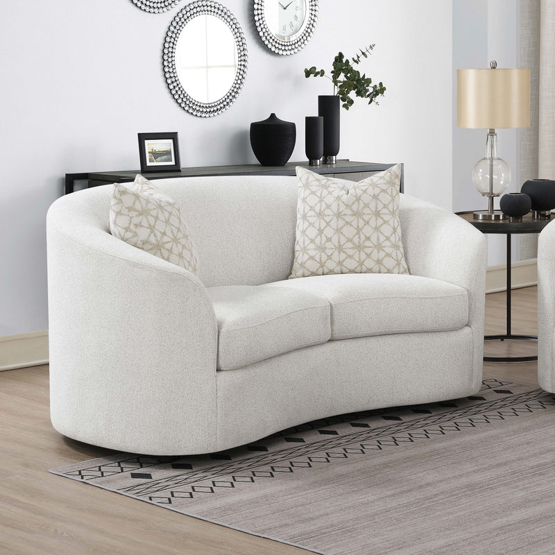 Rainn Upholstered Tight Back Loveseat Latte - Furniture Now (CA)