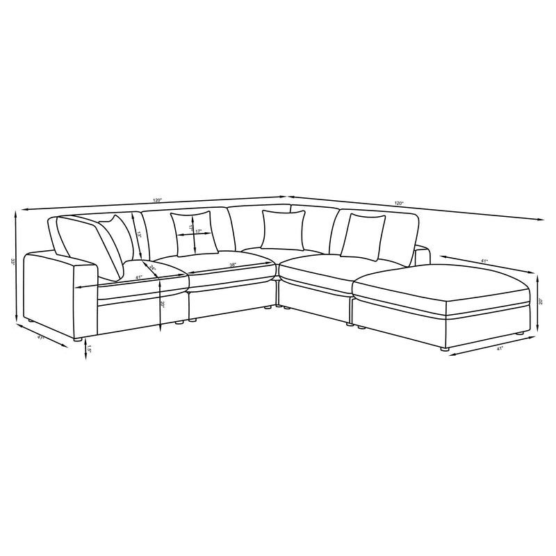 Serene 5-piece Upholstered Modular Sectional Sofa Beige - Furniture Now (CA)