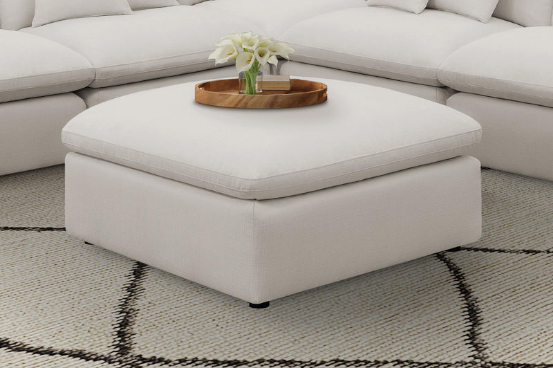 Hobson Cushion Seat Ottoman Off-White - Furniture Now (CA)