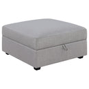 Cambria Upholstered Square Storage Ottoman Grey - Furniture Now (CA)