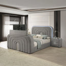 Queen Bed w/Led, TV Stand, Fireplace & Bluetooth
