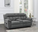 Bahrain Upholstered Motion Loveseat with Console Charcoal - Furniture Now (CA)