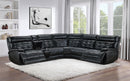 Hewitt Leather Upholstered Power Reclining Sectional Black - Furniture Now (CA)