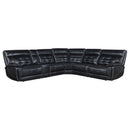 Hewitt Leather Upholstered Power Reclining Sectional Black - Furniture Now (CA)