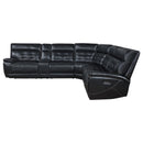 Hewitt Leather Upholstered Power Reclining Sectional Black - Furniture Now (CA)