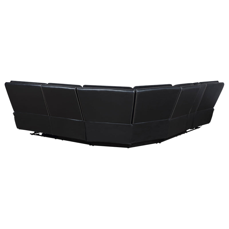 Hewitt Leather Upholstered Power Reclining Sectional Black - Furniture Now (CA)