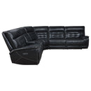 Hewitt Leather Upholstered Power Reclining Sectional Black - Furniture Now (CA)